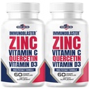 (2 ambalaj) EmunoBlaster Zinc Querbetin 500 mg cu vitamina D şi C suport imun antioxidant mare potenţă Querbetin Zinc Supliment pentru bărbaţi şi femei - Gluten, soia, & lactate gratuit - 120 Conte (Twin Pack)