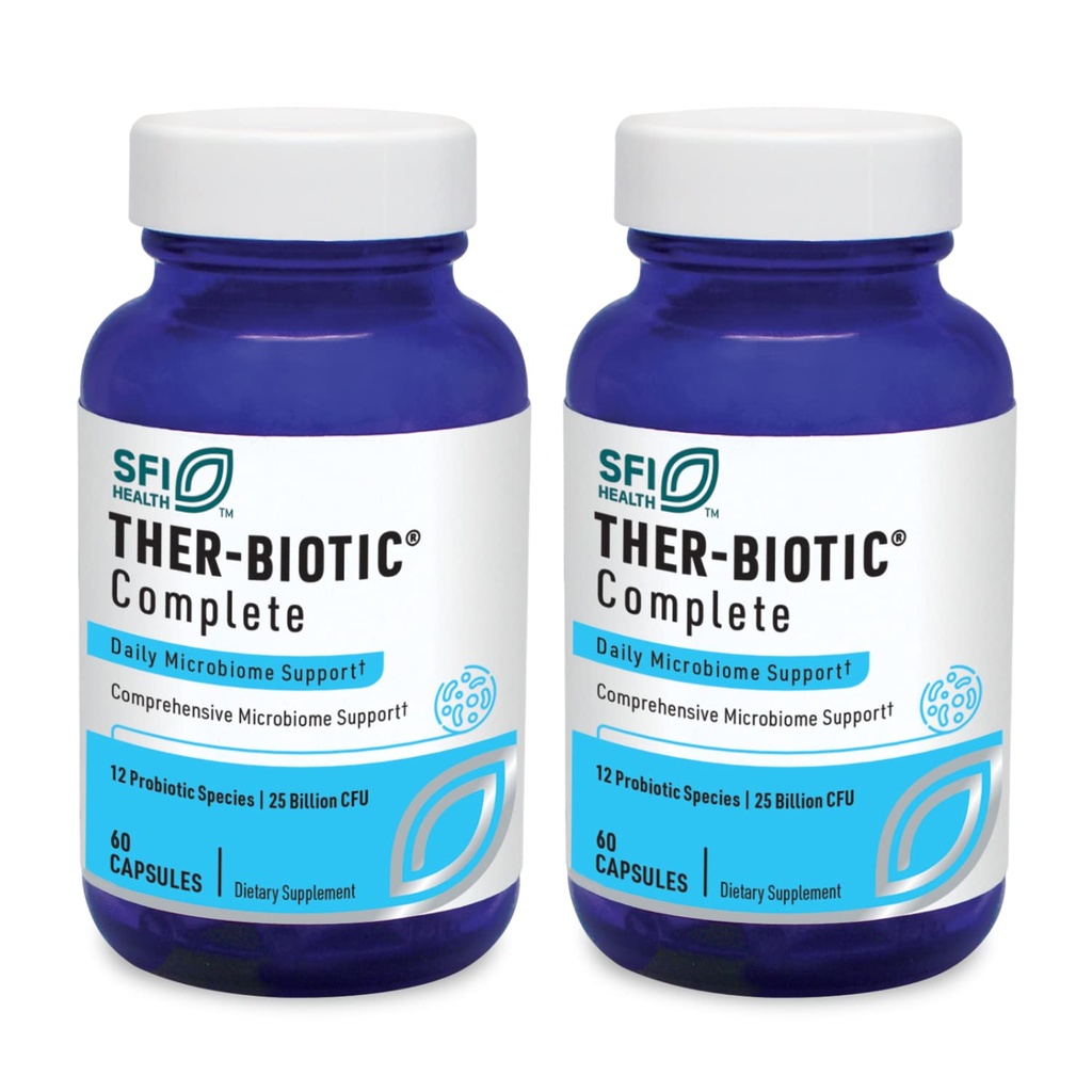 Klaire Labs SFI Health Ther-Biotic Complete - Probiotice hipoalergice pentru femei și bărbați - Supliment Probiotic acid-stabil - 12 Specii pentru sănătatea imună și digestivă - 25 miliarde CFU (2 ambalaj)