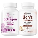 Micro Ingrediente Multi Colagen Complex pentru Femei & Lions Mane Supliment 240 Veggie Capsule Bundle 2 Pack 