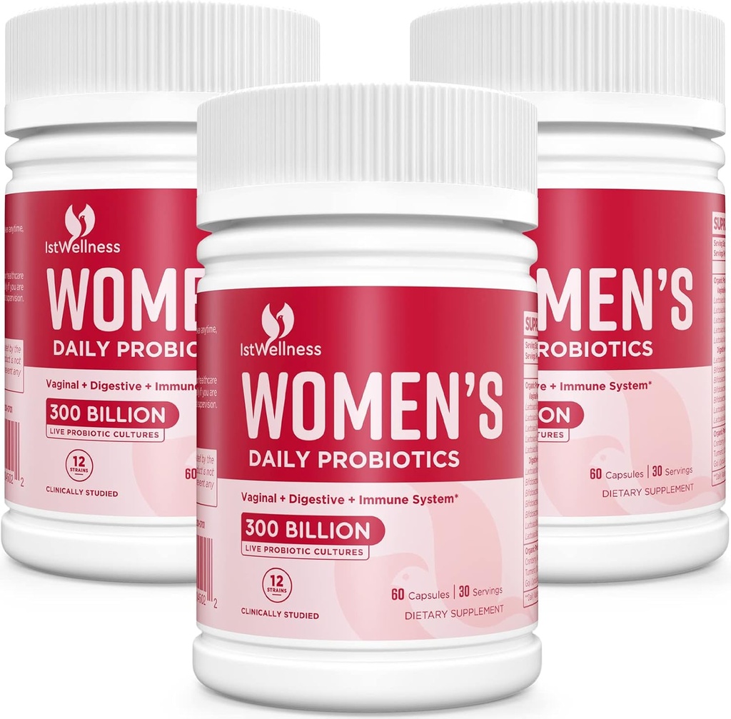 Probiotice pentru femei - 300 Miliarde CFU Probiotic, 12 tulpini Probiotice cu cranberry, Femeile selectate Probiotice pentru Vaginal, Urinal, Echilibrul pH-ului, Diaree, Digestive Gut & Immune Health - 180 Capsule