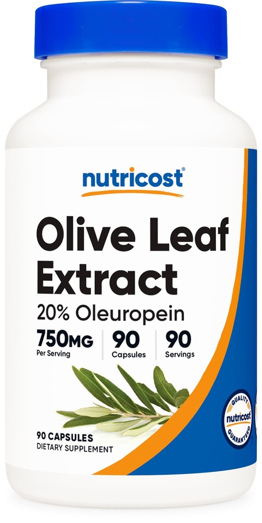 Nutricost Olive Leaf extract (20% Oleuropein) 750 MG, 90 capsule - non-GMO, Gluten Free