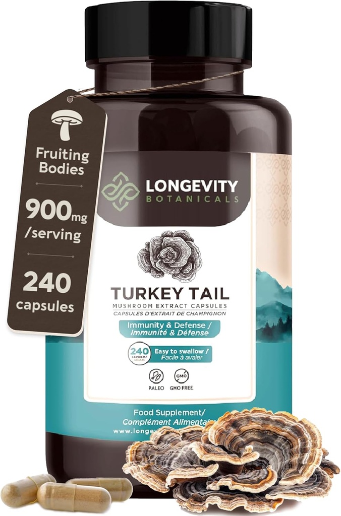 Organic Turcia Tail capsule ciuperci Supliment (240) 