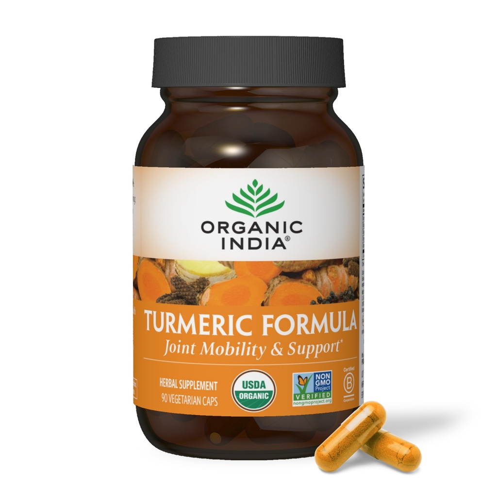 INDIA ORGANIC Curcumin Turmeric cu Pepper negru - Supliment Turmeric organic si Supliment Curcumina, Capsule Turmerice, Suport Comun si Sistem Imun, Root Intreg, Trikatu - 90 Capsule