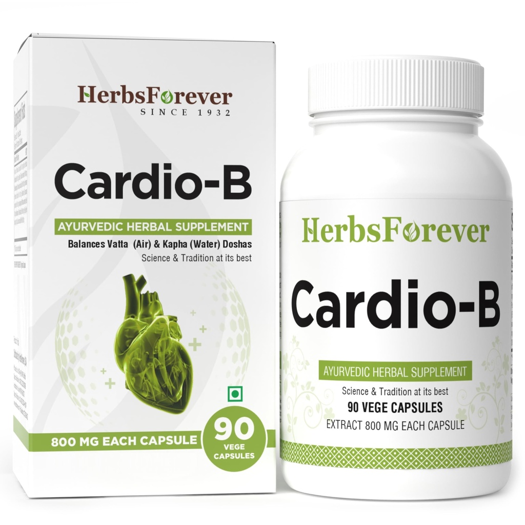 Herbsforever Cardio-B Ayurvedic Herbal Supplement 90 Vege Capsule 800 Mg Fiecare