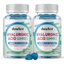 Gume de acid hialuronic, Suplimente de acid hialuronic cu vitamina C & Biotin 5000mcg pentru piele, păr, unghii de sănătate, Articulații Suplimente pentru femei și bărbați, Zahăr scăzut, Vegan, Non-GMO, 60 Conte