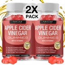 Toplux Apple Cider Otegar Gumries - 1000mg ACV cu B12, Root de sfeclă, rodie pentru Immune System, Detox & Cleanse, Gummy Alternative la Apple Cidru Capsule de Vinegar, pentru bărbați Femei 2X Pack