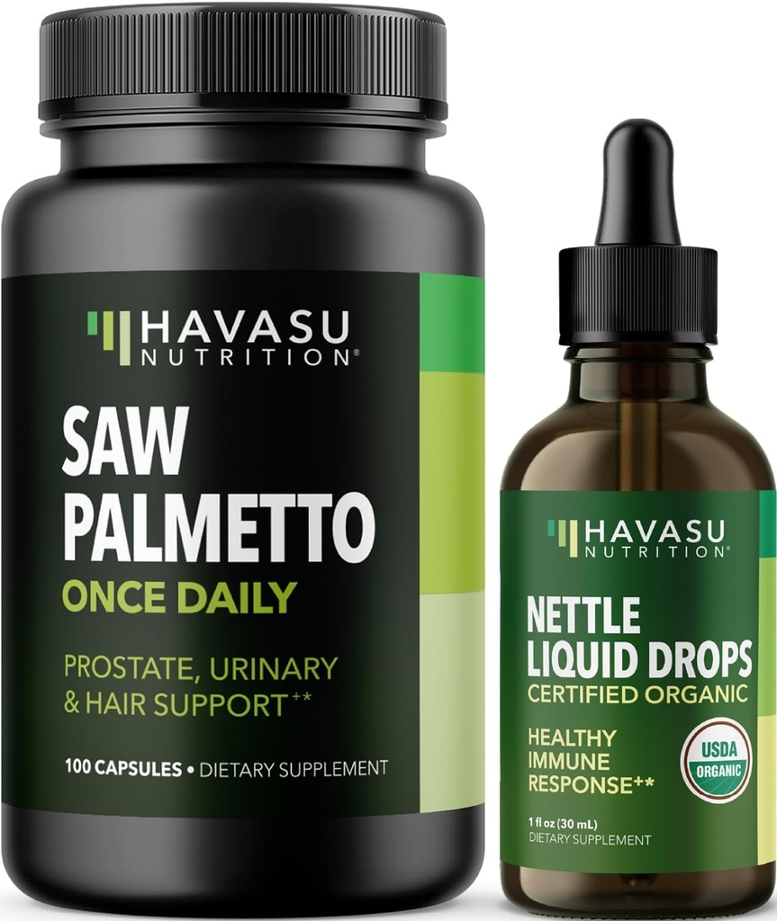 HAVASU NUTRITION Stinging Nettle Leaf Extract Picături lichide (60 Servings) & Saw Palmetto capsule (100 serviri)