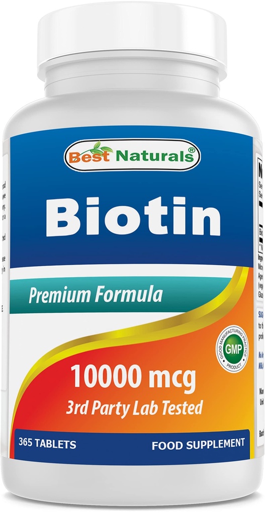 Cel mai bun Biotin natural (Also Called Vitamin B7), 10.000 mcg 365 comprimate (365 Count (Pachet de 1)