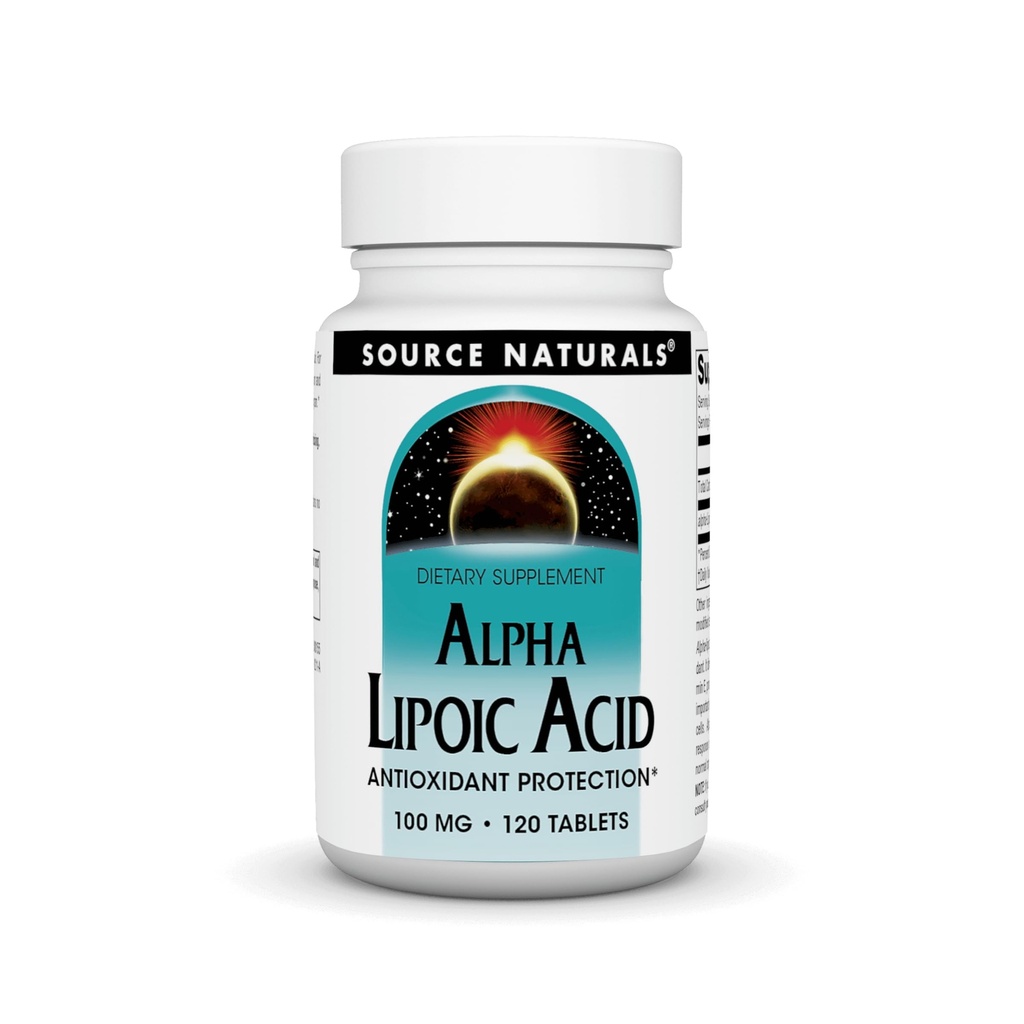 Sursa Naturals Alpha Acid lipoic susţine metabolismul sănătos al zahărului, funcţia hepatică şi generarea energiei* - 100 mg - 120 comprimate