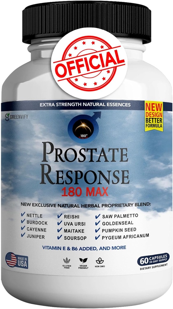 Răspuns prostată 180 Max Prostate Suplimente de formulă pentru bărbați Capsule, Suplimente de sănătate - Putere maximă, Toate naturale pentru a sprijini funcția normală și sănătoasă (1)