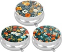 3 Pack cutie pilula, pilula caz mic pentru Purse & Pocket, Cute Travel Medicina Organizator, Portable Medicina Detinator pentru Hold Vitamine, Medicamente, Ulei de pește & Supliment, Frumoasa floare