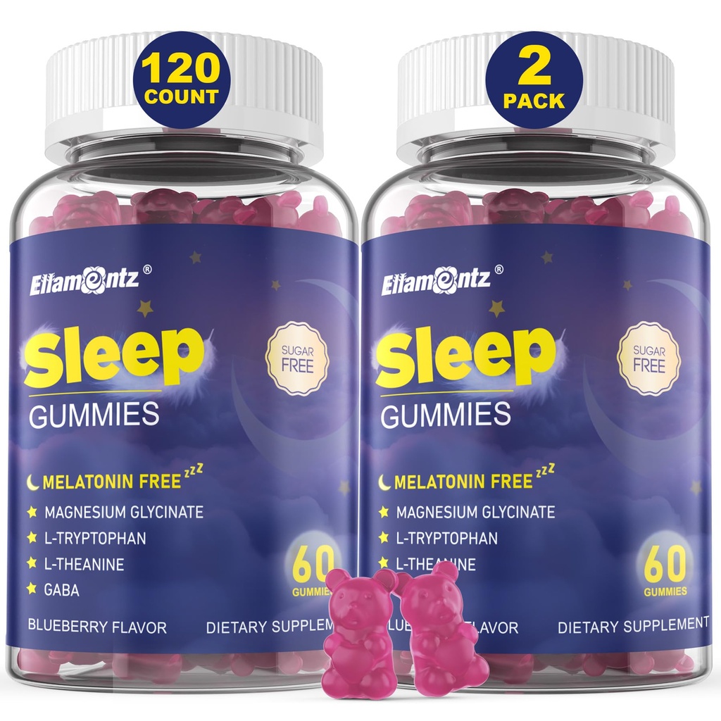 Melatonina gratuit de dormit Gumiile pentru adulți, Sugar gratuit de dormit Gummy nr Melatonina, Gumiile naturale calm cu magneziu Glycinate, L-Tryptofan, L-Theanină, GABA, Ashwagandha, Valerian, 120cts