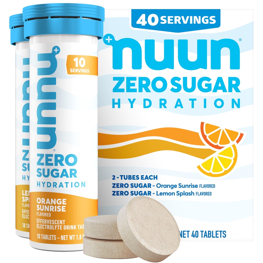 Nuun Zero Glucoză Electrolit tablete - sodiu, potasiu, clorura, calciu, magneziu, arome de fructe ușoare și delicioase, fără zahăr, gluten gratuit, Vegan, mixt Citrus 4 ambalaj (40 Serviri Total)