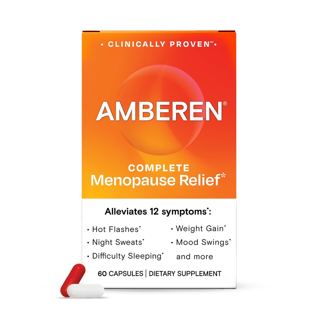 Amberen Menopause Supliment pentru femei, 60 capsule, dovedit clinic, ajută suport Hormone echilibru, ajută la eliminarea 12 Menopauza Simptome: Flashuri fierbinți, transpirații de noapte, Swings și mai mult