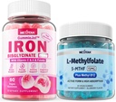 L-metilFolat de 15 mg + Bisglicinat de fier 26mg Gume umplute