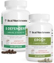 Ciuperci reale Ergothioneina (60ct) și 5 Apărători (200ct) Bundle - cu Turcia Coajă, Shiitake, Reishi, Chaga, Maitake, Oyster - Natural Longevity and Immune Putere - Vegan, Gluten Free, Non-GMO