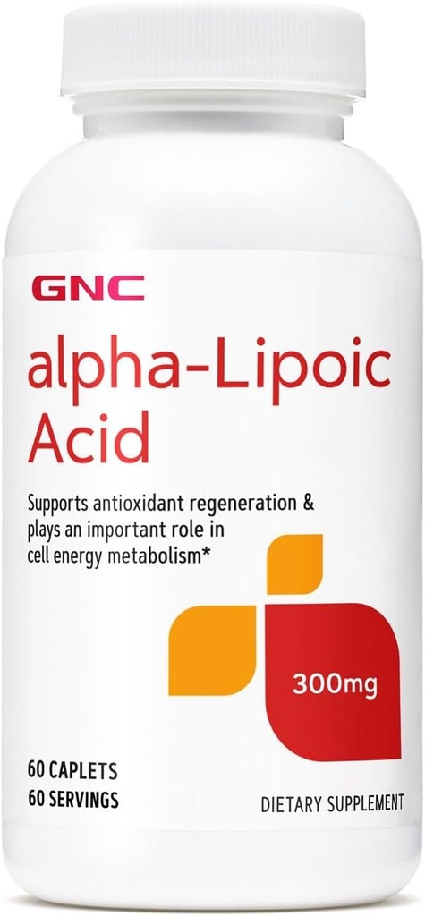GNC Acid alfa-lipoic 300mg, joacă un rol important în metabolismul energiei celulare, 60 Conte