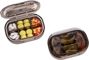 Cutie cu pilula mica, Pilula Proof de umiditate, Travel Pill Organizator pentru Poşetă de buzunar, Daily Portable Medicine Vitamina, Ulei de peşte, Supliment (Black-3)