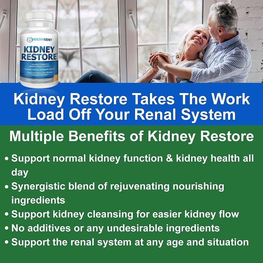 Rinichi Curățare Detoxifiere & Reparație - Formulat de Rinichi Expert în viață w/Transplant - SUA rinichi Made Supplement, Detox & Flush - Vitamine renale 120 Capsule