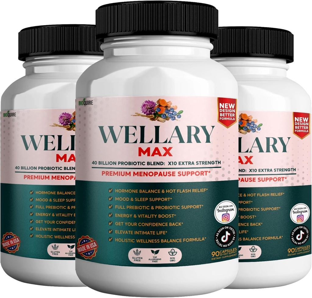 Wellary Max Menopause Supplement, 40 Miliarde CFU Probiotic Blend, 90 Capsule (3)