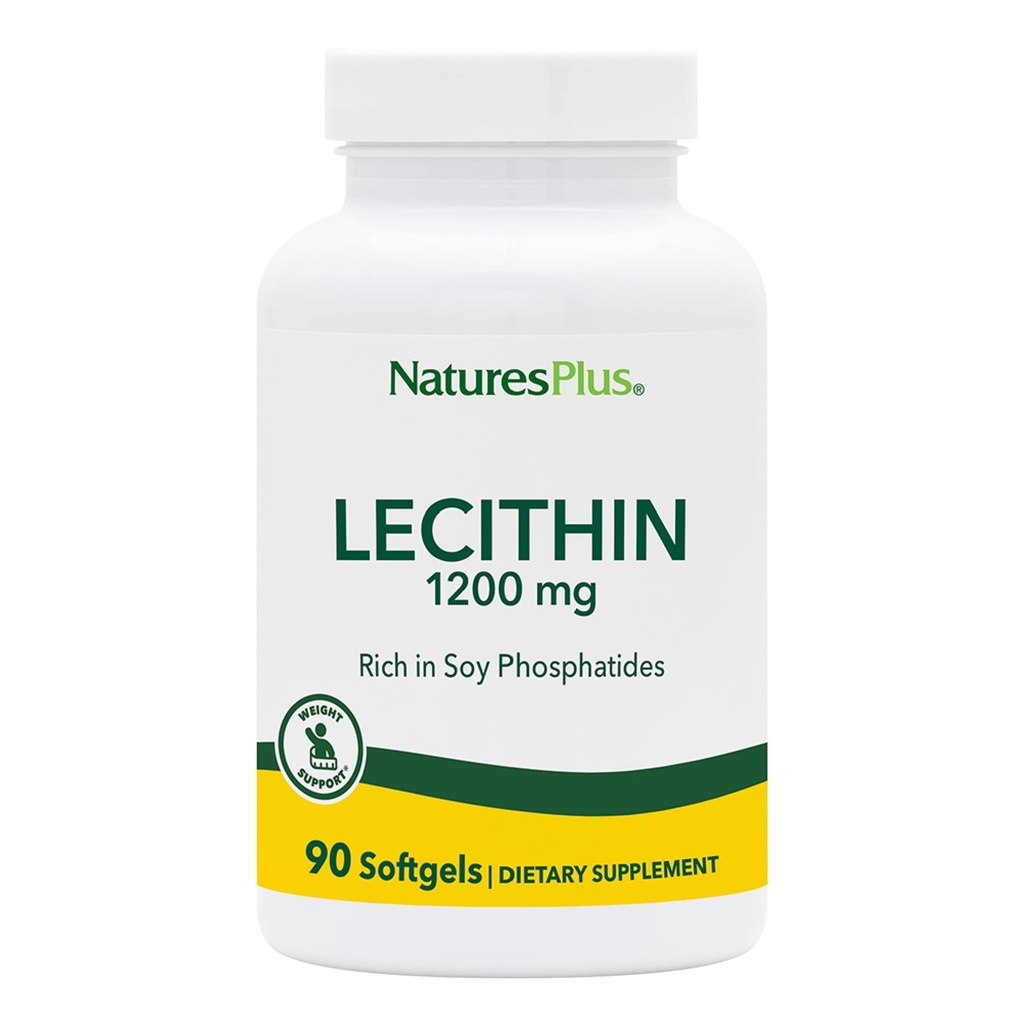 NaturasPlus Lecitina - 1200 mg, 90 Softgels - bogat în fosfatide de soia - gluten liber - 90 Serviri