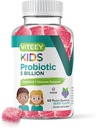 Viteey Gumiile Probiotice pentru copii - 5 miliarde CFU - Probiotice Copii Recuperare Constipație, Natural Immune & Digestive de asistență medicală - Vegetarian, Gelatină Gratuit, OMG liber - Gummy gustoase Berry aroma