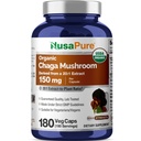 NusaPure Chaga Mushroom 20:1 Extract, 150 mg echivalent cu 3000 mg per Capsule Veggie, 180 Conte, USDA Organic, Vegan, Non-GMO