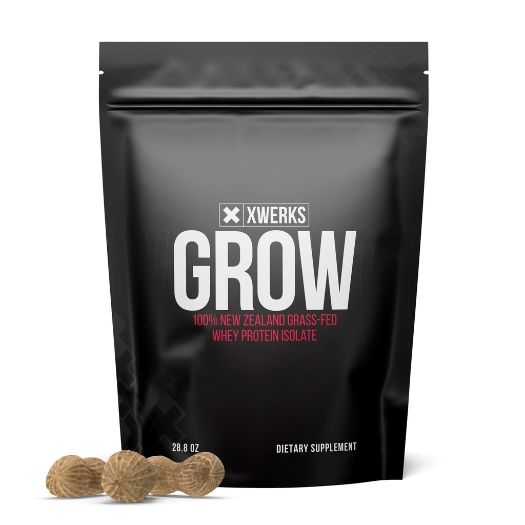 Xwerks cresc 100% Noua Zeelandă Iarba Fed Whey Proteina, 23g Pure Izolate Proteine pulbere per servire, Toate naturale Paleo și Keto prietenos, Soy gratuit Gluten gratuit Easy to Digest, Unt de arahide, 30 Serviri