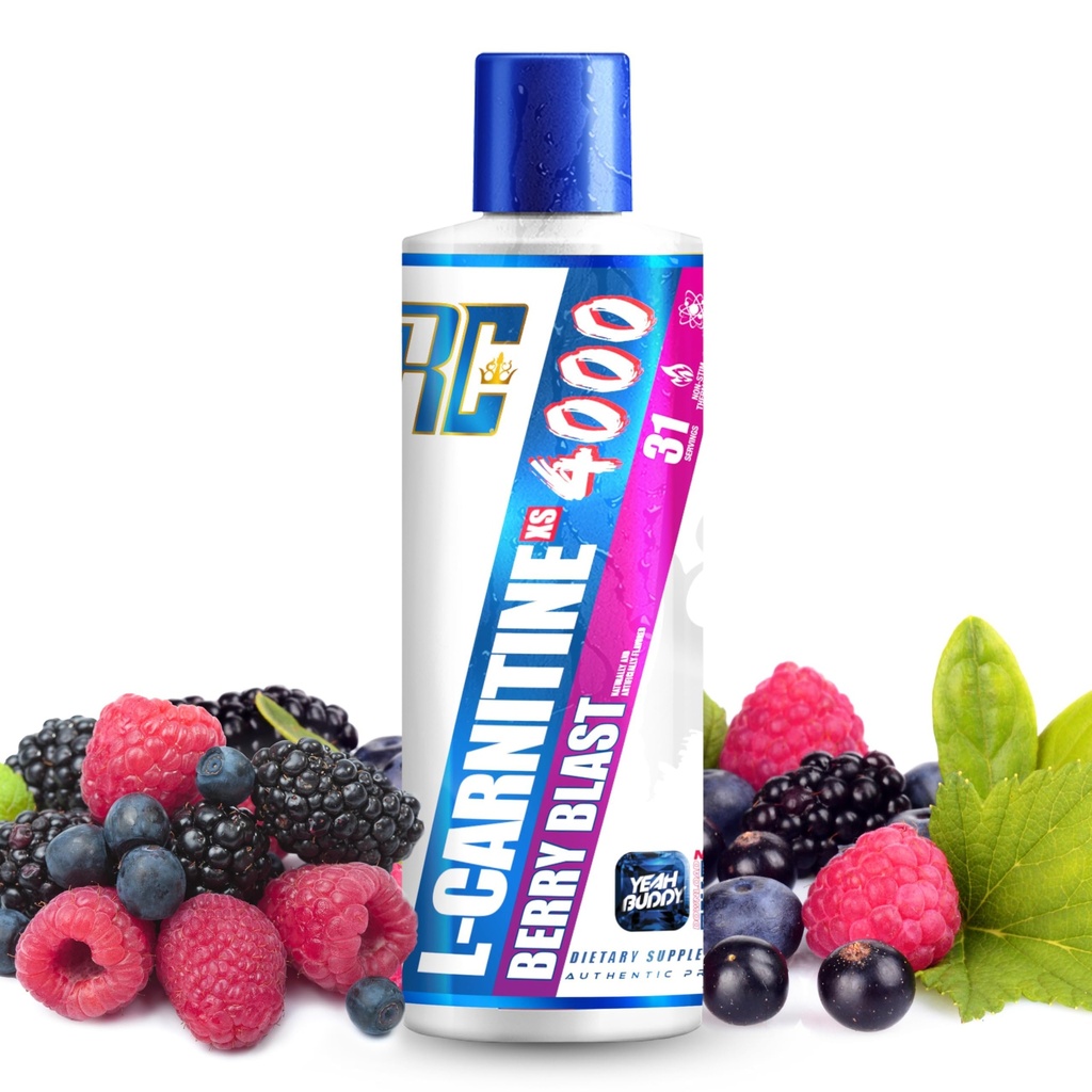 Ronnie Coleman Seria semnatura L Carnitina XS 4000 Lichid, Stimulant Gratuit, Zahar Gratuit, Zero carbohidrati, Lean Musculare Suport pentru barbati si femei, Amino Acid Supliment, Berry Blast Flavor, 16 Oz