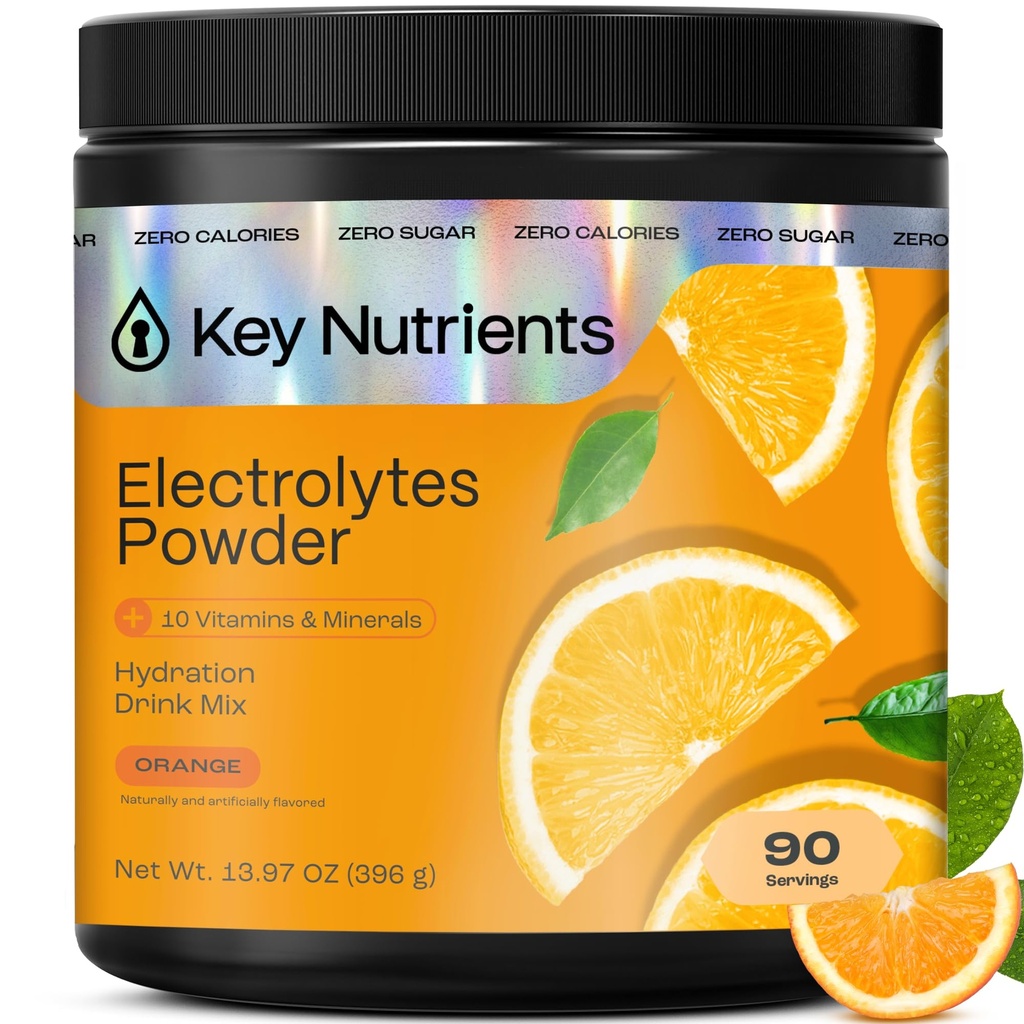 KEY NUTRIENTS Multivitamine Electroliti pulbere fără zahăr - Tany Orange Electrolit pulbere - Endurance & Energy Supplement - Hydration Powder - No Calories - 90 Servings - Made in USA
