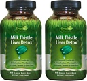 Irwin Naturals Milk Thistle Liver Detoxifiere - 60 lichid Soft-Gels, Pachet de 2 - Suporta sanatatea ficatului cu Dandelion, Artichoke, Turmeric & Green Beet Root - 60 Total Serviri