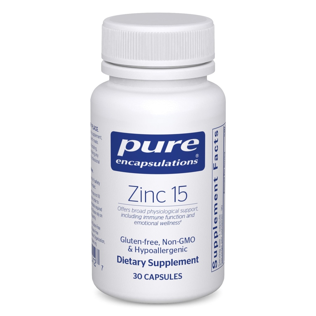 Pure Encapsulations Zinc 15 mg - Zinc Picolinat Supliment pentru Suport Sistem imunitar, Creștere și Dezvoltare - pentru vindecarea rănilor - 30 Capsule
