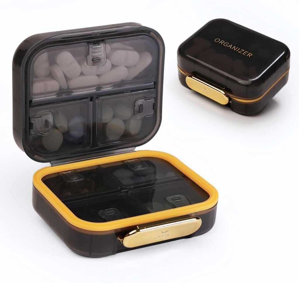 Bexeen Medicine Organizator Pastile Travel Drăguţ Pilulă Cutie de pastile mici pentru Purse Mini Pilula Caz Portabil Deţinătorul de vitamine Organizator Compact Dimensiune călătorie Medicamente Daily Pocket Farmacie pentru Supliment