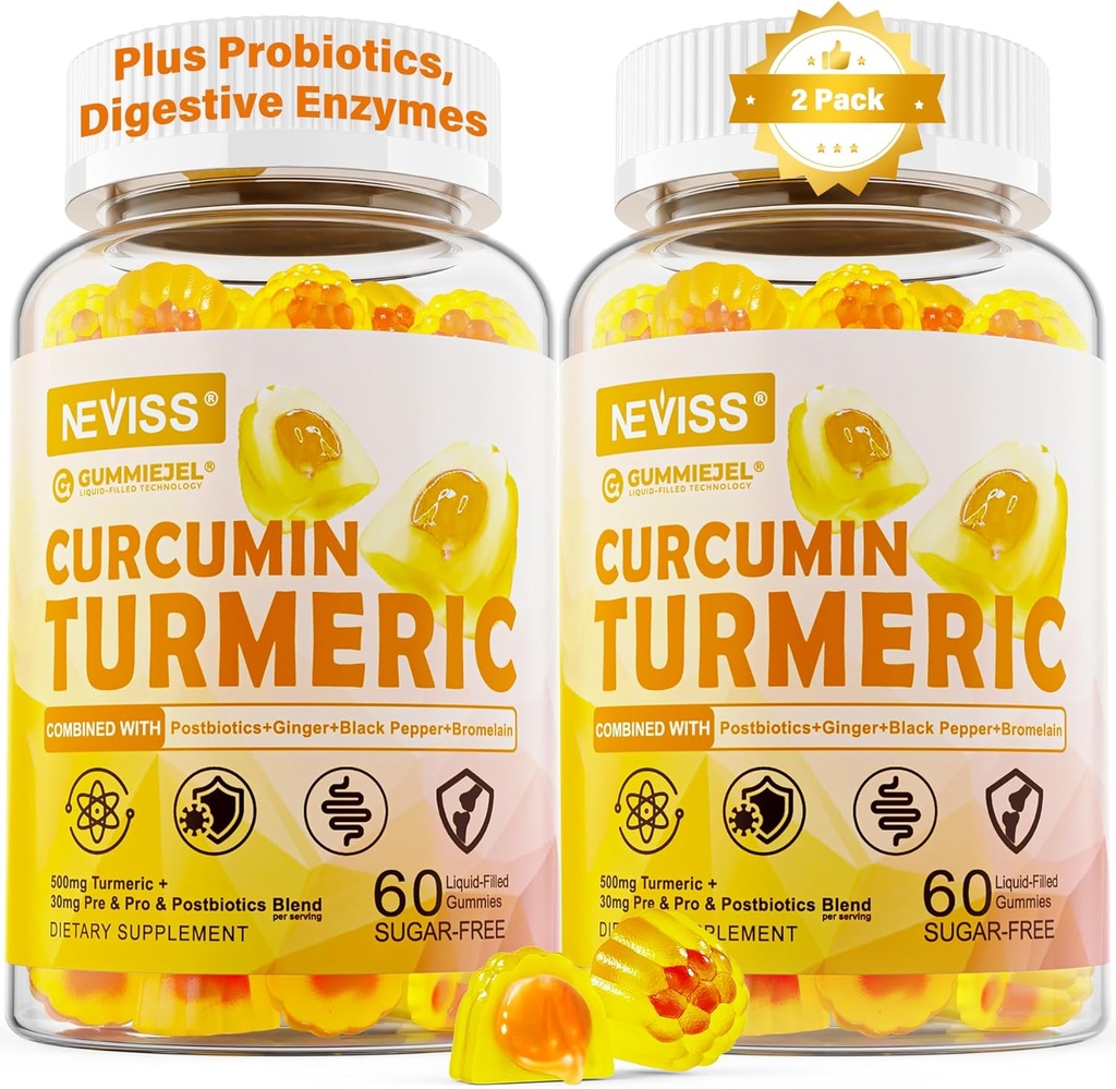 Curcumina dulce cucurcuma umpluta cu zahar 550 mg pentru adulti, Ginger & Black Pepper 