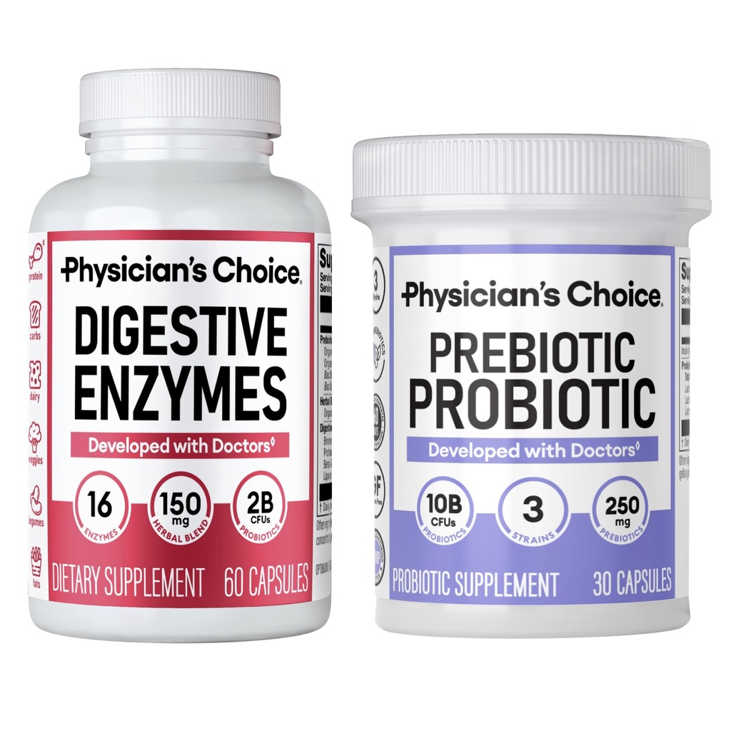 Alegerea medicului Prebiotic-Probiotic + Digestive Multi-enzime 60CT - Digestive Health Bundle