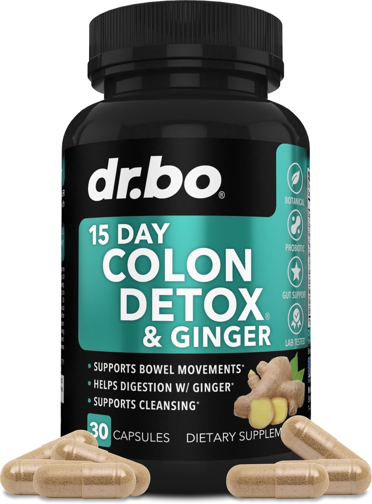 Colon Cleanser Detoxifiere pentru Culoare în Greutate - 15 zile Colon Curățați pastile cu ghimbir - Laxative naturale rapide, Constipație Relief, Mișcarea Bowel Suplimente pentru Stomac Intestinal Blooting Suport pierdere de stomac