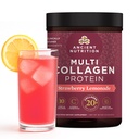 Nutritie antica Hidrozed Colagen Peptides Pulbere cu Probiotice, Limonadă de căpșuni Proteina Multi Colagen pentru femei și bărbați cu vitamina C, 45 Serviri, Suporturi Piele și unghii, Sănătate Gut, 18