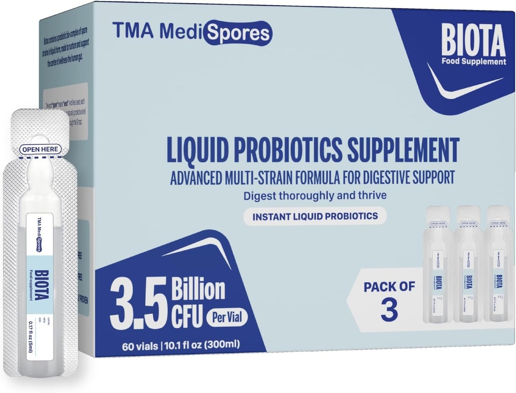 Biota Băuturi Probiotice pentru Digestive Health & Immune Support,Fast Acting Stomac Constipație, Digestive Probiotic zilnic pentru adulți, Copii, Gluten, Zahăr gratuit & non-GMO, 60 Serviri