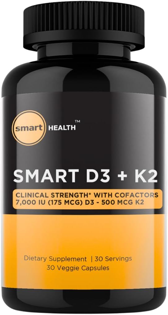 Vitamina D3 + K2 - Bone Health & Immune Support - 7000 UI (1775 MCG)D3 + 500 MCG K2 - Cofactori B6, Magneziu & Zinc - Gluten Free, Vegan, Non-GMO - Supliment alimentar - 30 Capsule vegetale