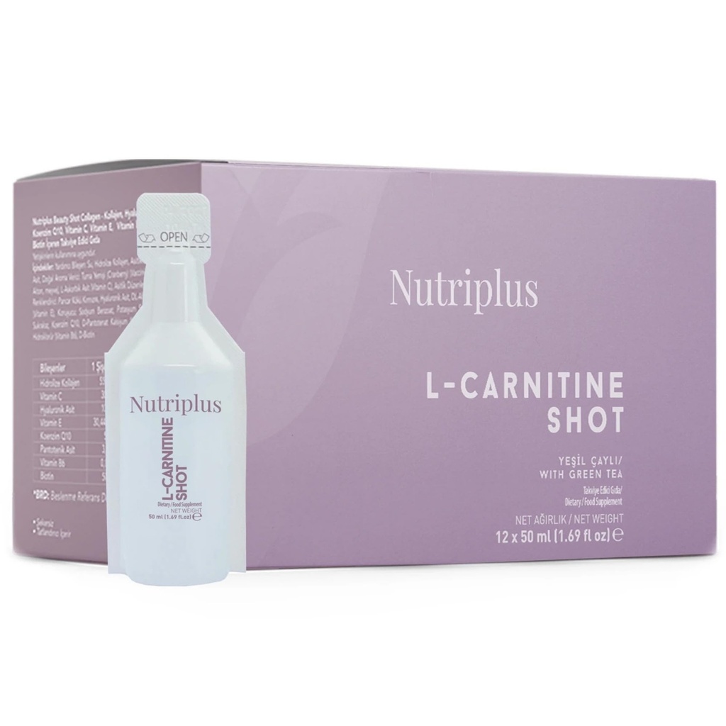 Farmasi Nutriplas Portioned Drink - L-Carnitina, 50ml (12 buc) - Suport energetic, Boost metabolic, Îmbunătățește rezistenta, Băutura zilnica, Suplimente