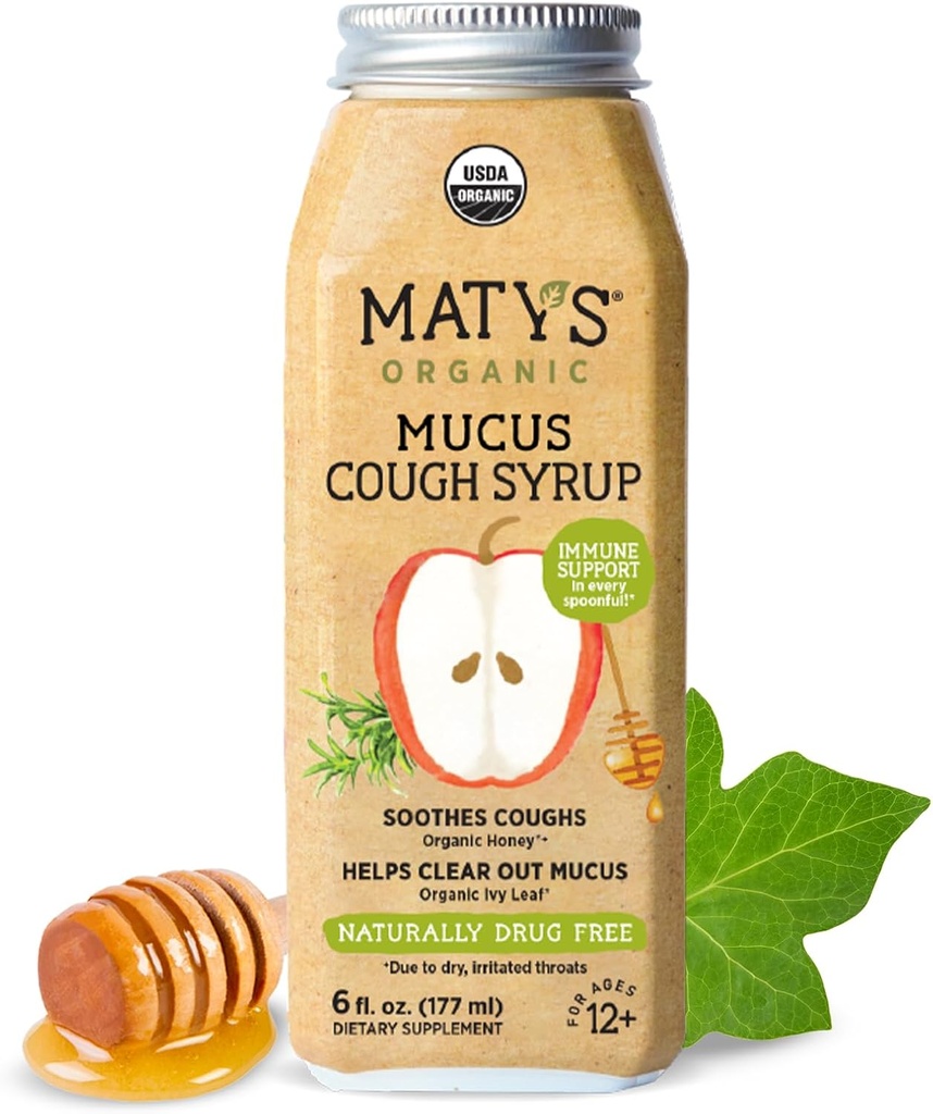 Matys Adult Mucus Tuse Sirop pentru adulţi & copii 12 ani & sus, Soothing Ajutor Ivy cu ingrediente organice & Zinc, 6 Fl Oz