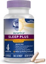 NEURIVA Sleep Plus cu 4-in-1 Beneficii - Testat clinic Ashwagandha, L-Theanin & Melatonina - Reduce stresul, Fall Asomn Rapid, Îmbunătăţirea calităţii somnului, Trezeşte-te Reîmprospătat*, 58ct Capsule