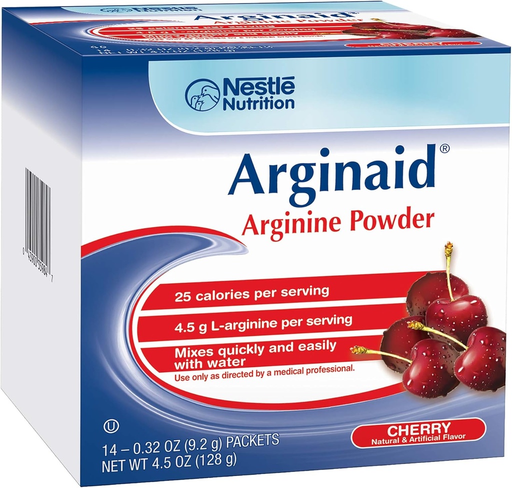 Arginaid Arginine pulbere Drink Mix, Cherry - Nevoi nutritive pentru îngrijirea rănilor - 0.32 Pachete OZ (14 CT/Pack) (Pachet de 2)