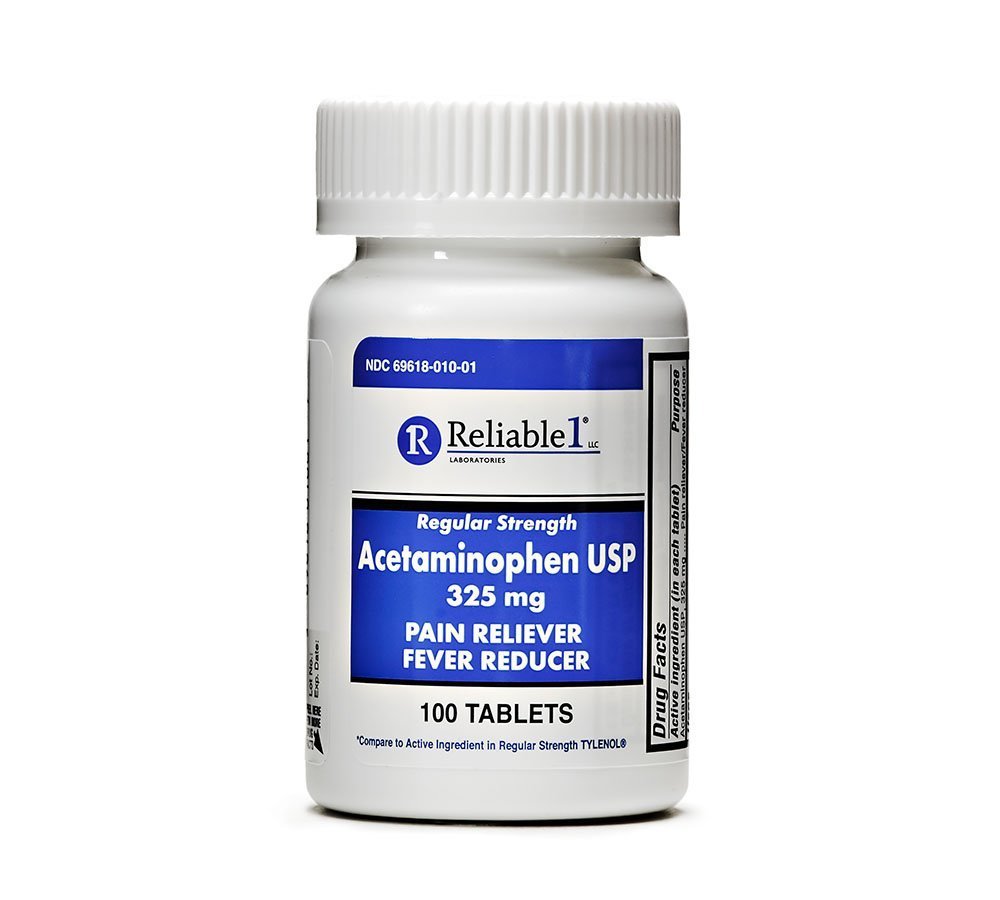 De încredere 1 Concentraţie regulată Acetaminofen comprimate USP 325 mg, 100 Număr