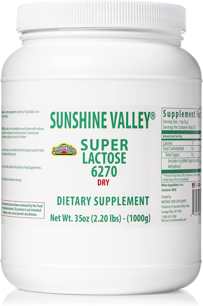 Sunshine Valley® Super Lactoză pulbere uscată (FREE FLOW POUR) - îndulcitor natural și filtru de copt, zahăr praf pentru gătit și amestecuri alimentare, stabilizator alimentar și filler - 35 Oz