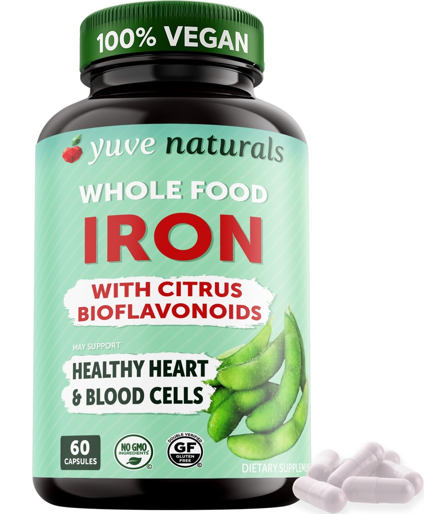 Yuve 100% Vegan Whole Food Supliment Chelated Iron 18mg 