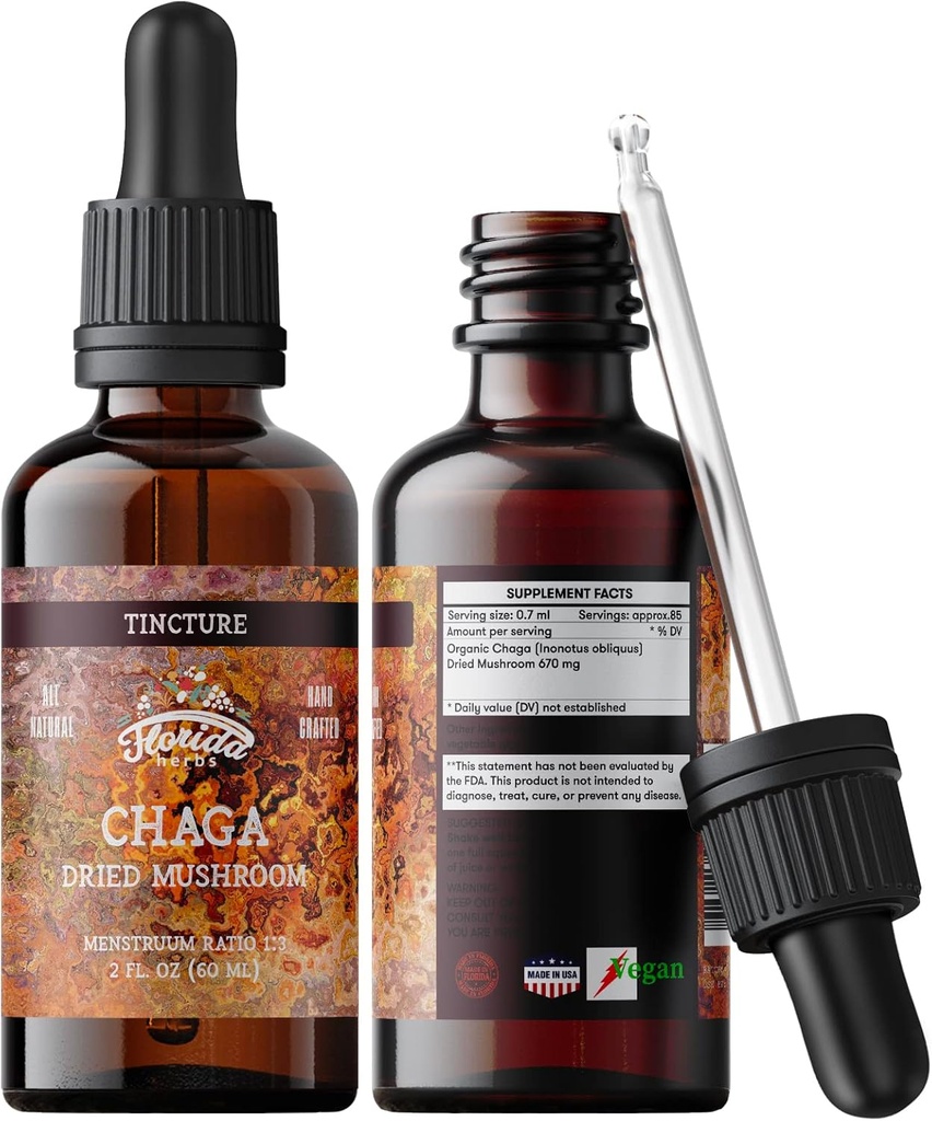 Extract de Chaga Tincture, extract de Chaga recoltat sălbatic (Inonotus oblicus)