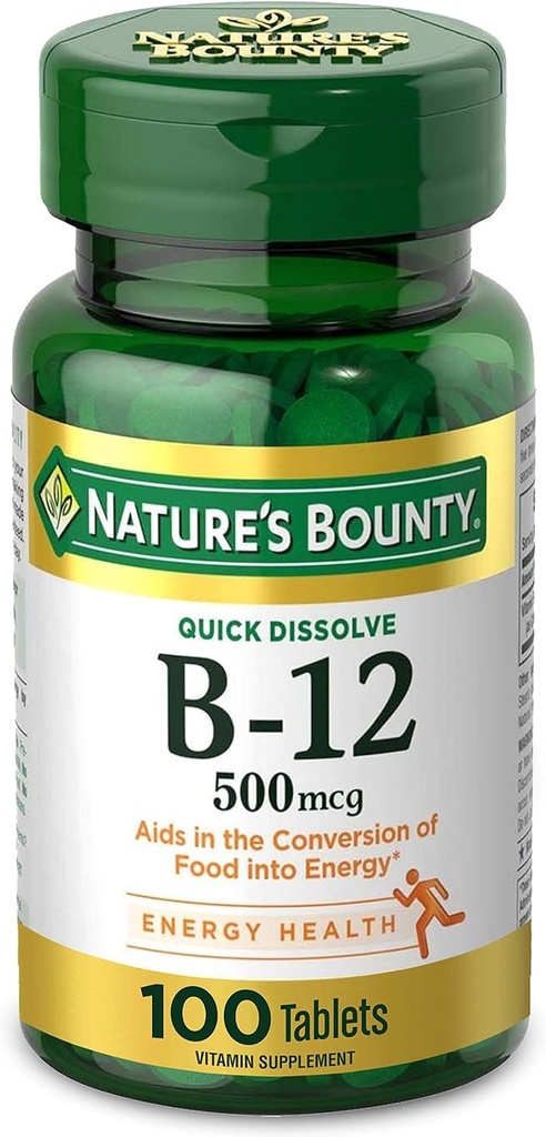 Natură: Bounty Vitamina B-12 500 mcg, 100 Conte (Pachet de 2)