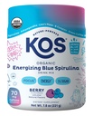 KOS Energizant Blue Spirulina Blend - USDA Certified Organic - B Vitamine, Ashwagandha, Ginseng, Adaptogens, Biotin - Vegan Pre Workout Powder - Cafeinat, Berry Flavored, 28 Servings