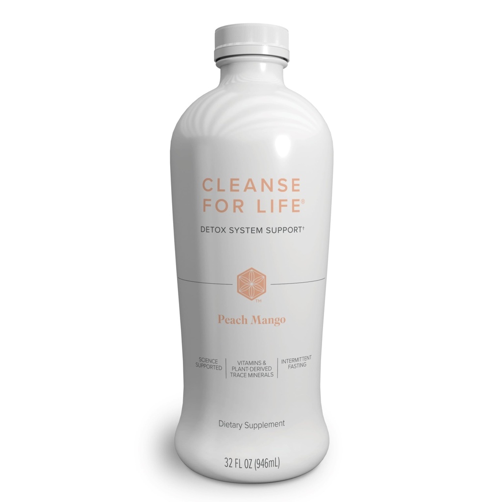 Isagenix Curățare pentru viață - Sistem de detoxifiere Suport cu vitamine și minerale - Suport Metabolism sănătos cu supliment antioxidant - Gluten & Soy Free Cleanse Drink - Peach Mango, 32 Oz